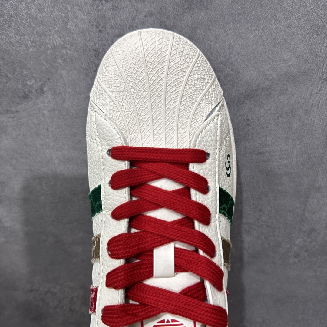 图片[5]-【定制版】AD Originals Superstar x GUCCI 白红 采用全新头层拼接皮革材质 后跟采用特色3D立体印字 渠道正品订单 诠释市场最高工艺水平 全鞋进口头层皮料打造 区别市面普通真标版本，进出专柜无压力 货号：QC2601 尺码：36-45-选品中心