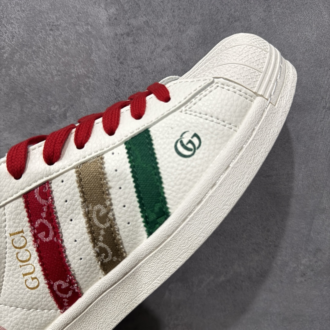 图片[6]-【定制版】AD Originals Superstar x GUCCI 白红 采用全新头层拼接皮革材质 后跟采用特色3D立体印字 渠道正品订单 诠释市场最高工艺水平 全鞋进口头层皮料打造 区别市面普通真标版本，进出专柜无压力 货号：QC2601 尺码：36-45-选品中心