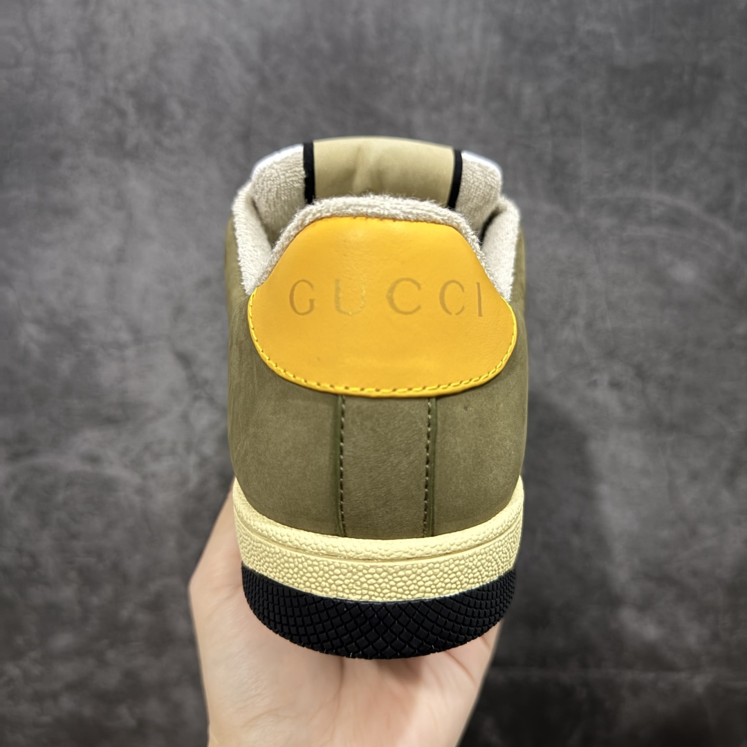 图片[4]-【广东纯原版】Gucci做旧小脏鞋 米红绿刺绣 ZP开发 原版开模 金属双G水晶圆柱形标 Gucci原版纹织带 真正水洗布标 鞋面擦色牛皮拼接经典双G布面料，皮面切口全油边封口工艺，原版毛巾布里细腻柔软更舒适透气，垫脚乳胶注塑一体，私模钢印，双色原版TPU大底(下层宽，上层窄) 配进口原版四边封干燥剂、原版18股鞋带，新版红盒子，与专柜配套包装一致 尺码：40-45-选品中心
