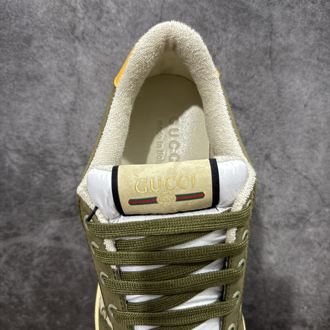 图片[8]-【广东纯原版】Gucci做旧小脏鞋 米红绿刺绣 ZP开发 原版开模 金属双G水晶圆柱形标 Gucci原版纹织带 真正水洗布标 鞋面擦色牛皮拼接经典双G布面料，皮面切口全油边封口工艺，原版毛巾布里细腻柔软更舒适透气，垫脚乳胶注塑一体，私模钢印，双色原版TPU大底(下层宽，上层窄) 配进口原版四边封干燥剂、原版18股鞋带，新版红盒子，与专柜配套包装一致 尺码：40-45-选品中心