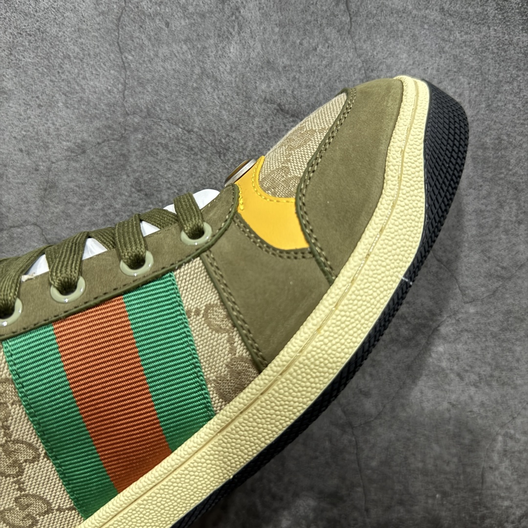 图片[6]-【广东纯原版】Gucci做旧小脏鞋 米红绿刺绣 ZP开发 原版开模 金属双G水晶圆柱形标 Gucci原版纹织带 真正水洗布标 鞋面擦色牛皮拼接经典双G布面料，皮面切口全油边封口工艺，原版毛巾布里细腻柔软更舒适透气，垫脚乳胶注塑一体，私模钢印，双色原版TPU大底(下层宽，上层窄) 配进口原版四边封干燥剂、原版18股鞋带，新版红盒子，与专柜配套包装一致 尺码：40-45-选品中心