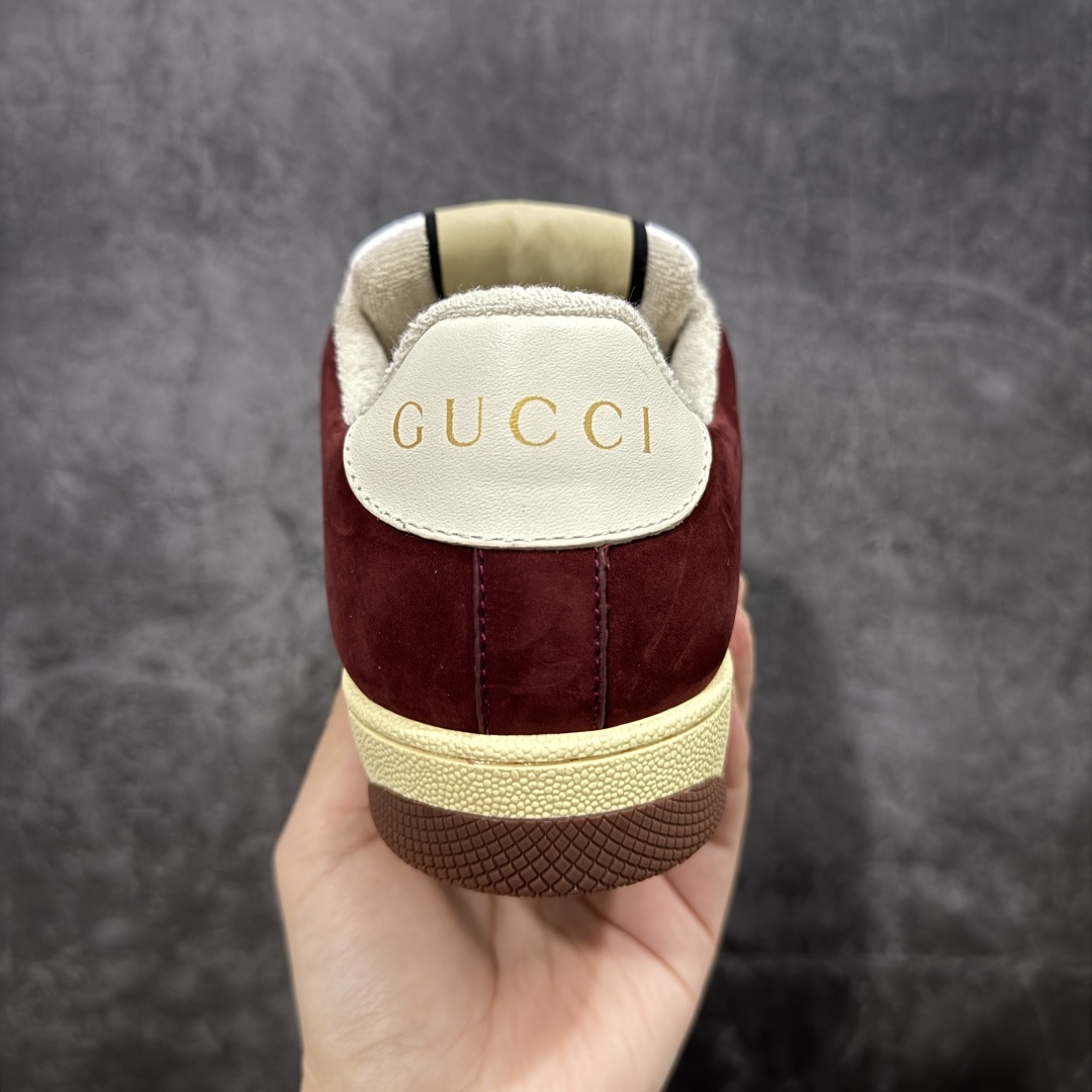 图片[4]-【广东纯原版】Gucci做旧小脏鞋 米红绿刺绣 ZP开发 原版开模 金属双G水晶圆柱形标 Gucci原版纹织带 真正水洗布标 鞋面擦色牛皮拼接经典双G布面料，皮面切口全油边封口工艺，原版毛巾布里细腻柔软更舒适透气，垫脚乳胶注塑一体，私模钢印，双色原版TPU大底(下层宽，上层窄) 配进口原版四边封干燥剂、原版18股鞋带，新版红盒子，与专柜配套包装一致 尺码：40-45-选品中心