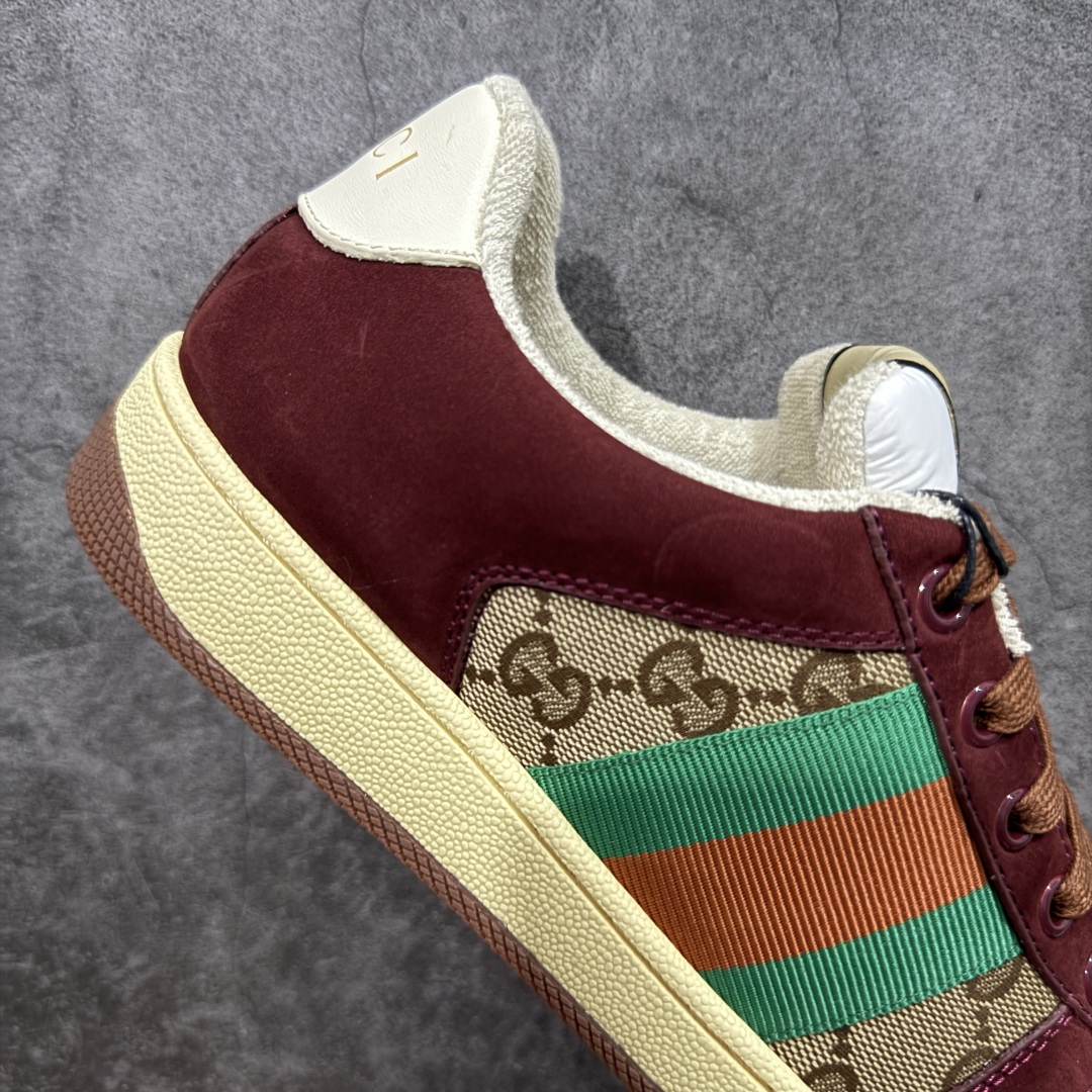 图片[7]-【广东纯原版】Gucci做旧小脏鞋 米红绿刺绣 ZP开发 原版开模 金属双G水晶圆柱形标 Gucci原版纹织带 真正水洗布标 鞋面擦色牛皮拼接经典双G布面料，皮面切口全油边封口工艺，原版毛巾布里细腻柔软更舒适透气，垫脚乳胶注塑一体，私模钢印，双色原版TPU大底(下层宽，上层窄) 配进口原版四边封干燥剂、原版18股鞋带，新版红盒子，与专柜配套包装一致 尺码：40-45-选品中心