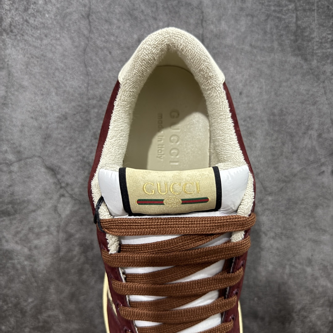 图片[8]-【广东纯原版】Gucci做旧小脏鞋 米红绿刺绣 ZP开发 原版开模 金属双G水晶圆柱形标 Gucci原版纹织带 真正水洗布标 鞋面擦色牛皮拼接经典双G布面料，皮面切口全油边封口工艺，原版毛巾布里细腻柔软更舒适透气，垫脚乳胶注塑一体，私模钢印，双色原版TPU大底(下层宽，上层窄) 配进口原版四边封干燥剂、原版18股鞋带，新版红盒子，与专柜配套包装一致 尺码：40-45-选品中心