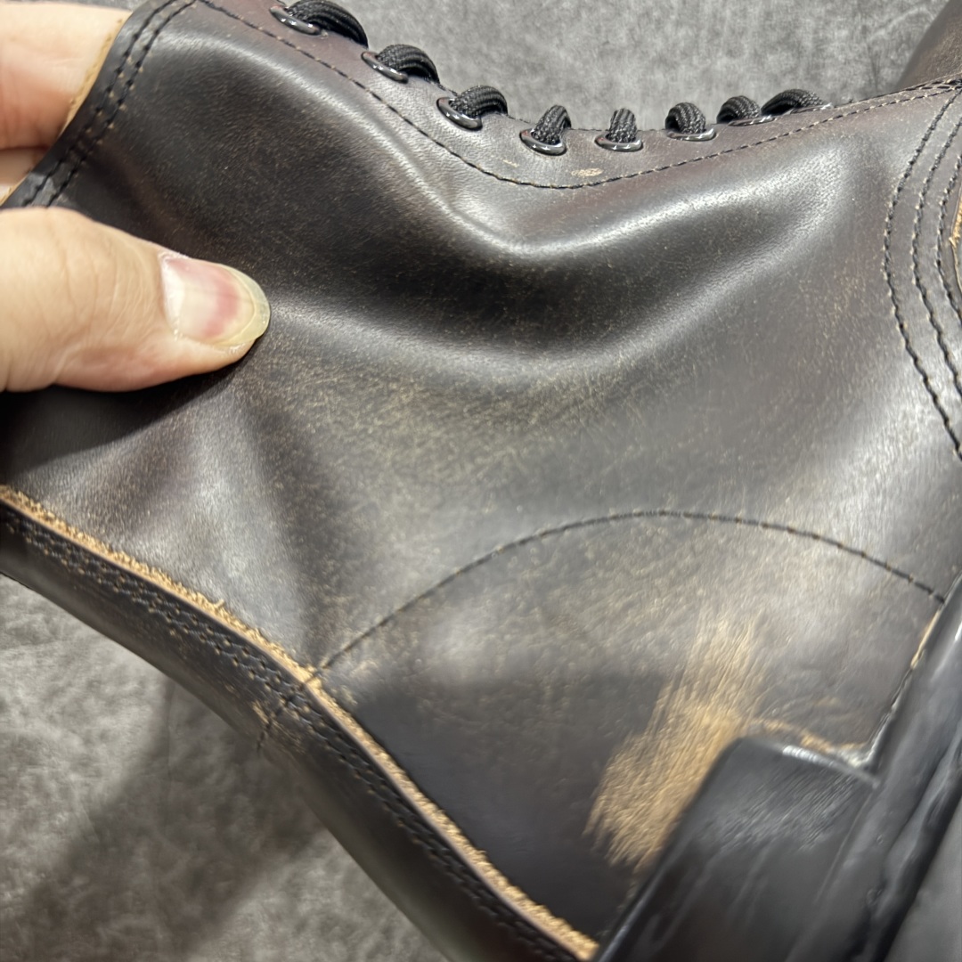 图片[3]-【莞产G版】法国高端奢侈品牌-巴黎世家BALENCIAGA Men\’s Leather boots 大头米奇风真皮德比休闲厚底皮鞋 擦色做旧马丁靴 广东原产 全套代购包装及配件 采用进口牛皮革鞋面材质 内嵌小牛真皮贴附加厚PU缓震乳胶鞋垫 跟高7cm#原比值开发胎纹面粗齿橡胶大底❗️ 尺码：39-45(比运动鞋偏大一码!!)-选品中心