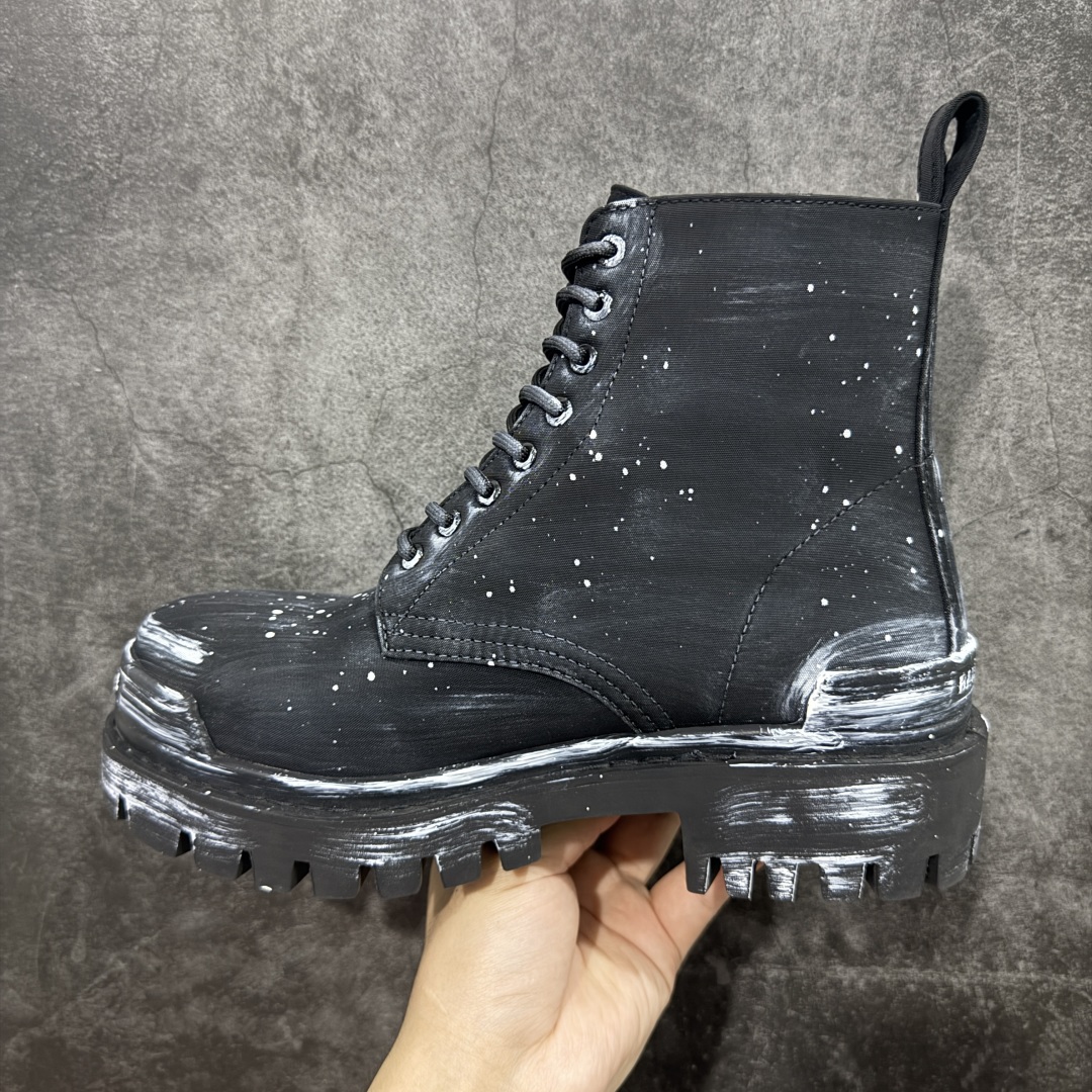 图片[2]-【莞产G版】法国高端奢侈品牌-巴黎世家BALENCIAGA Men\’s Leather boots 大头米奇风真皮德比休闲厚底皮鞋 泼墨做旧马丁靴 广东原产 全套代购包装及配件 采用进口牛皮革鞋面材质 内嵌小牛真皮贴附加厚PU缓震乳胶鞋垫 跟高7cm 原比值开发胎纹面粗齿橡胶大底❗️ 尺码：39-45(比运动鞋偏大一码!!)-选品中心