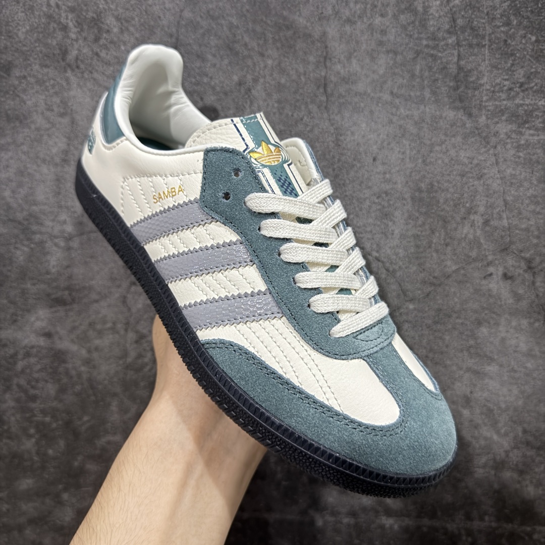 【纯原】Adidas三叶草SAMBA OG 绿白 休闲德训板鞋 该鞋款鞋面采用多种材料拼接(缝/车线)S