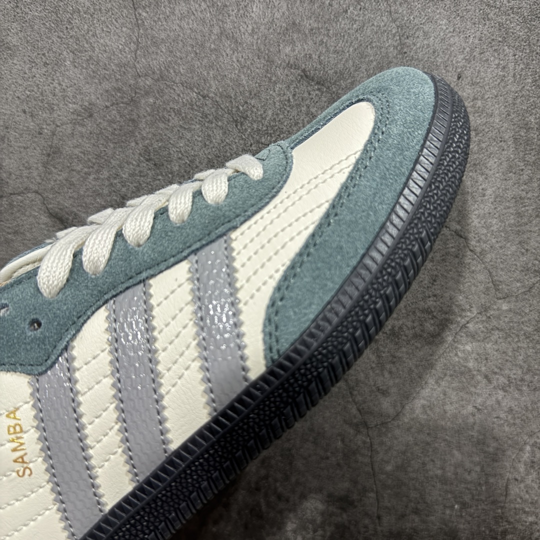 【纯原】Adidas三叶草SAMBA OG 绿白 休闲德训板鞋 该鞋款鞋面采用多种材料拼接(缝/车线)S