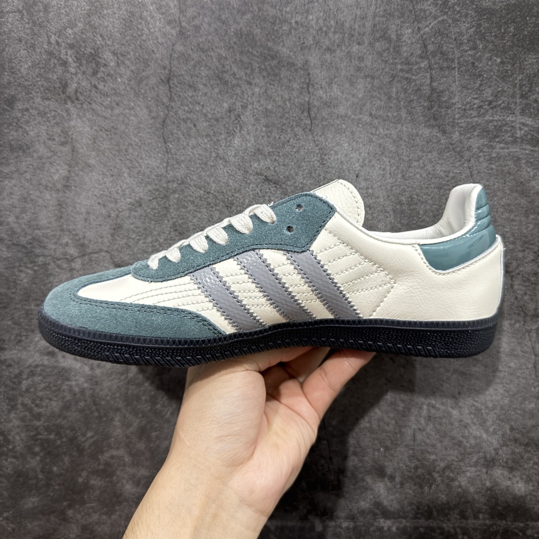 【纯原】Adidas三叶草SAMBA OG 绿白 休闲德训板鞋 该鞋款鞋面采用多种材料拼接(缝/车线)S