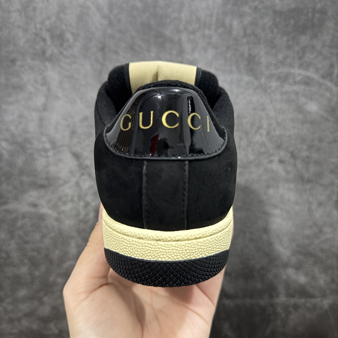图片[4]-【广东纯原版】Gucci做旧小脏鞋 黑蓝红 ZP开发 原版开模 金属双G水晶圆柱形标 Gucci原版纹织带 真正水洗布标 鞋面擦色牛皮拼接经典双G布面料，皮面切口全油边封口工艺，原版毛巾布里细腻柔软更舒适透气，垫脚乳胶注塑一体，私模钢印，双色原版TPU大底(下层宽，上层窄) 配进口原版四边封干燥剂、原版18股鞋带，新版红盒子，与专柜配套包装一致 尺码：40-45-选品中心