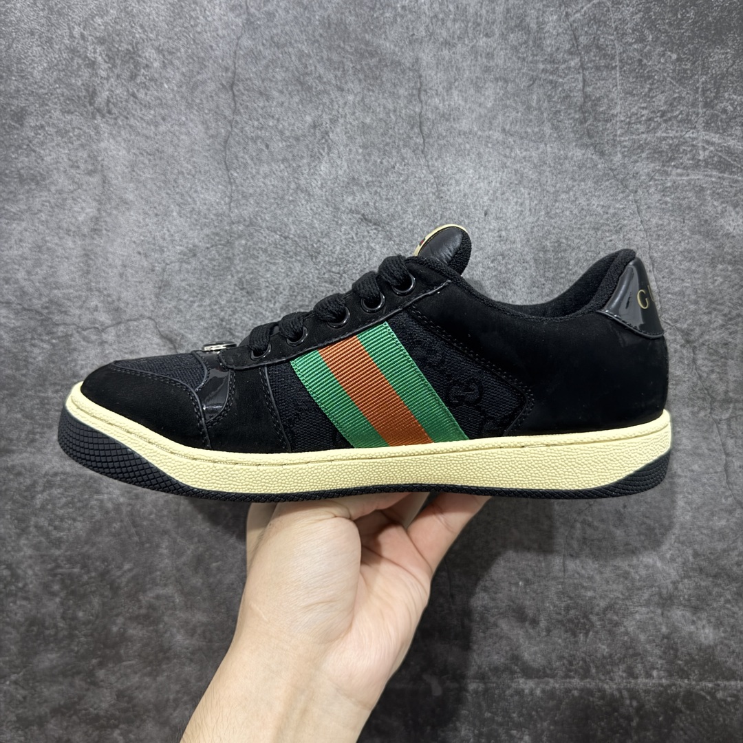 图片[2]-【广东纯原版】Gucci做旧小脏鞋 黑蓝红 ZP开发 原版开模 金属双G水晶圆柱形标 Gucci原版纹织带 真正水洗布标 鞋面擦色牛皮拼接经典双G布面料，皮面切口全油边封口工艺，原版毛巾布里细腻柔软更舒适透气，垫脚乳胶注塑一体，私模钢印，双色原版TPU大底(下层宽，上层窄) 配进口原版四边封干燥剂、原版18股鞋带，新版红盒子，与专柜配套包装一致 尺码：40-45-选品中心