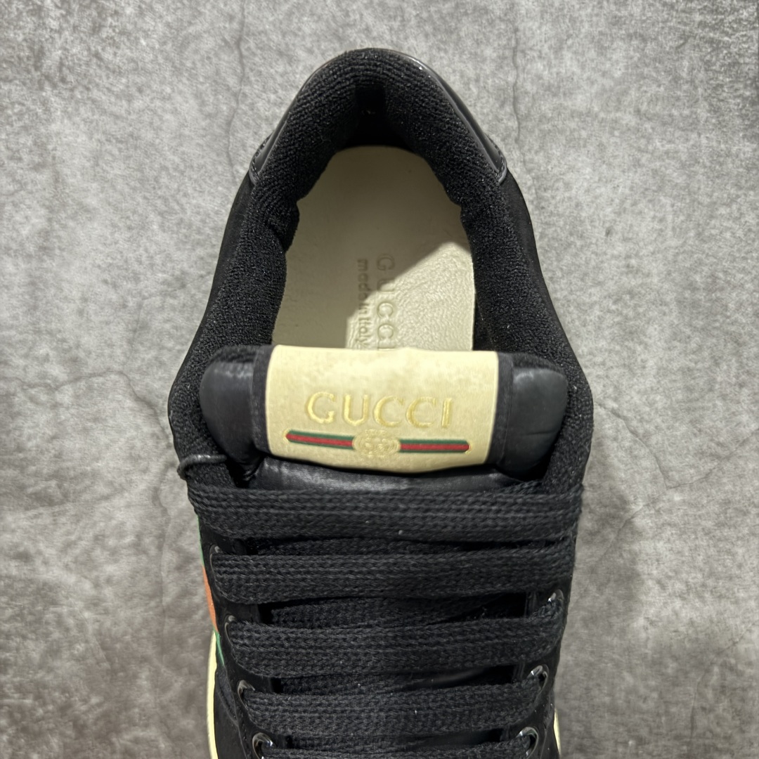 图片[8]-【广东纯原版】Gucci做旧小脏鞋 黑蓝红 ZP开发 原版开模 金属双G水晶圆柱形标 Gucci原版纹织带 真正水洗布标 鞋面擦色牛皮拼接经典双G布面料，皮面切口全油边封口工艺，原版毛巾布里细腻柔软更舒适透气，垫脚乳胶注塑一体，私模钢印，双色原版TPU大底(下层宽，上层窄) 配进口原版四边封干燥剂、原版18股鞋带，新版红盒子，与专柜配套包装一致 尺码：40-45-选品中心