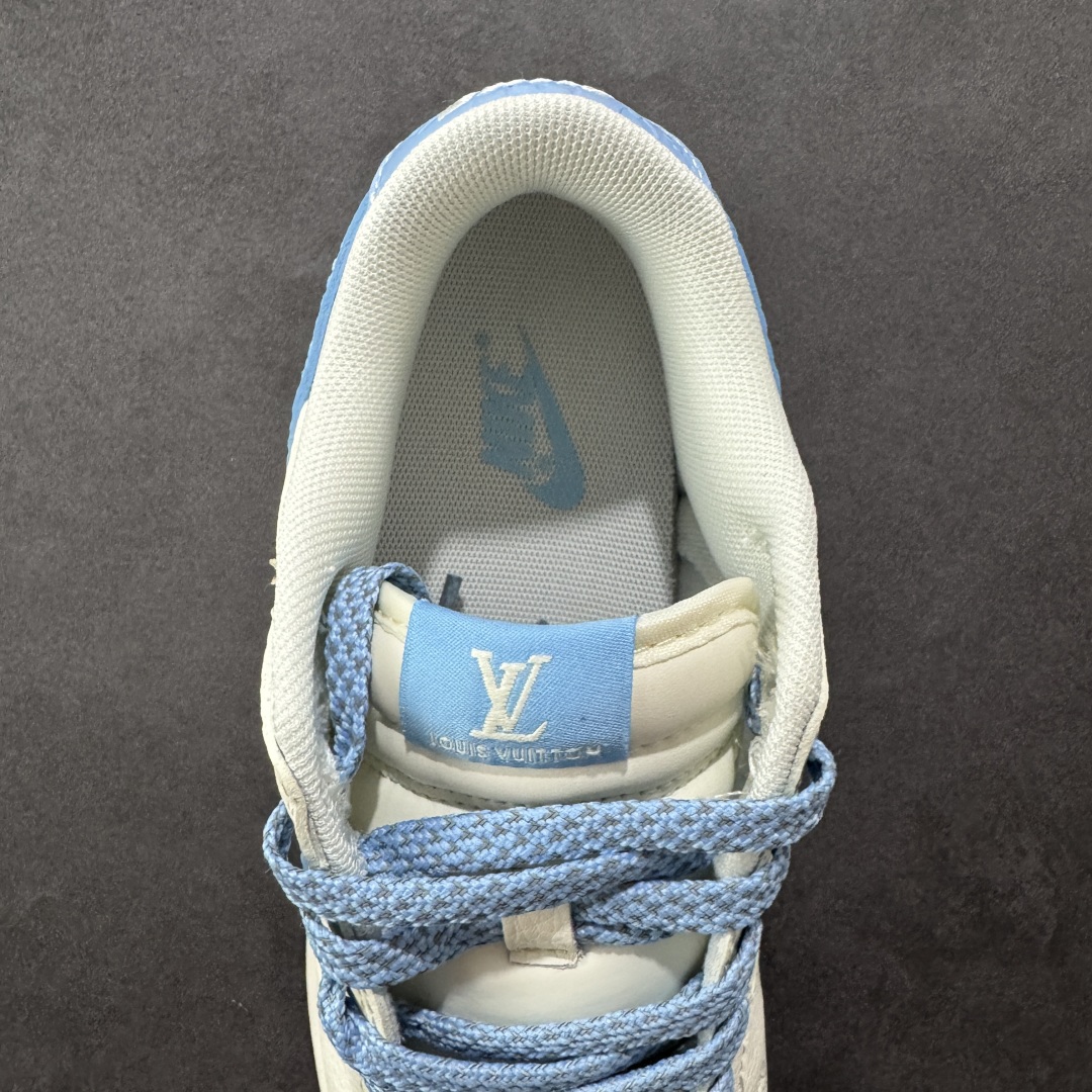 【纯原】Nike SB Dunk Low LV联名 米白冰蓝印花 周年高端定制 低帮休闲板鞋#定制鞋盒 