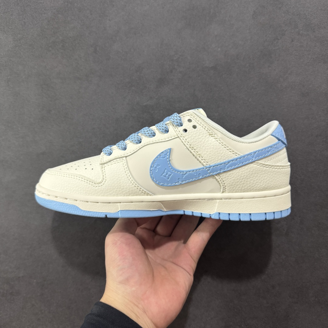 【纯原】Nike SB Dunk Low LV联名 米白冰蓝印花 周年高端定制 低帮休闲板鞋#定制鞋盒 