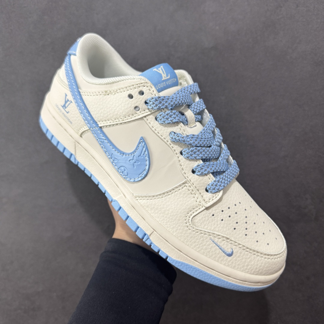 【纯原】Nike SB Dunk Low LV联名 米白冰蓝印花 周年高端定制 低帮休闲板鞋#定制鞋盒 
