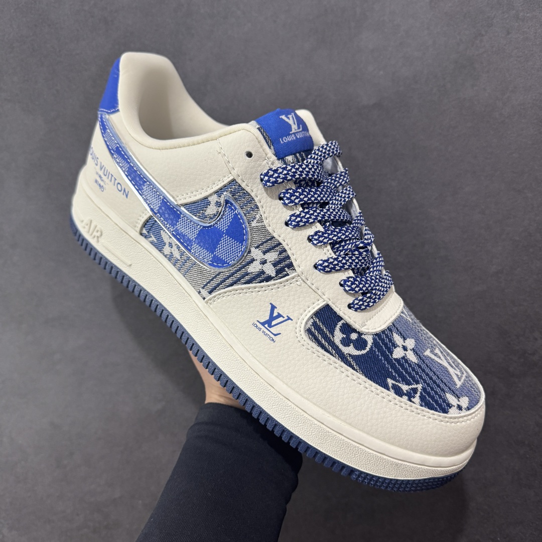 【纯原】Nike Air Force 1 '07 Low “路易威登LV联名--- 米白蓝帆布印花” 高