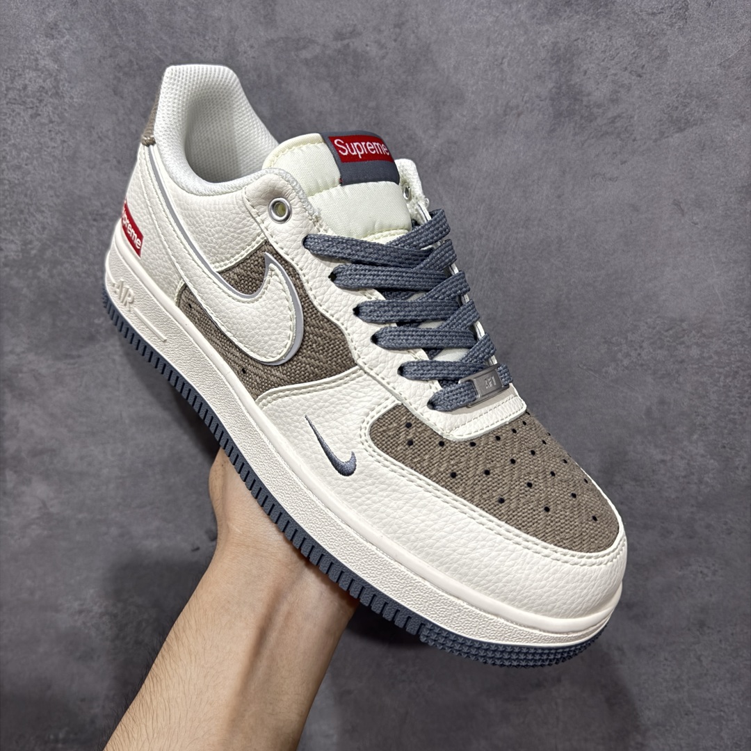 Nike Air Force 1'07 Low Supreme联名 米灰帆布 空军一号低帮休闲板鞋 XX