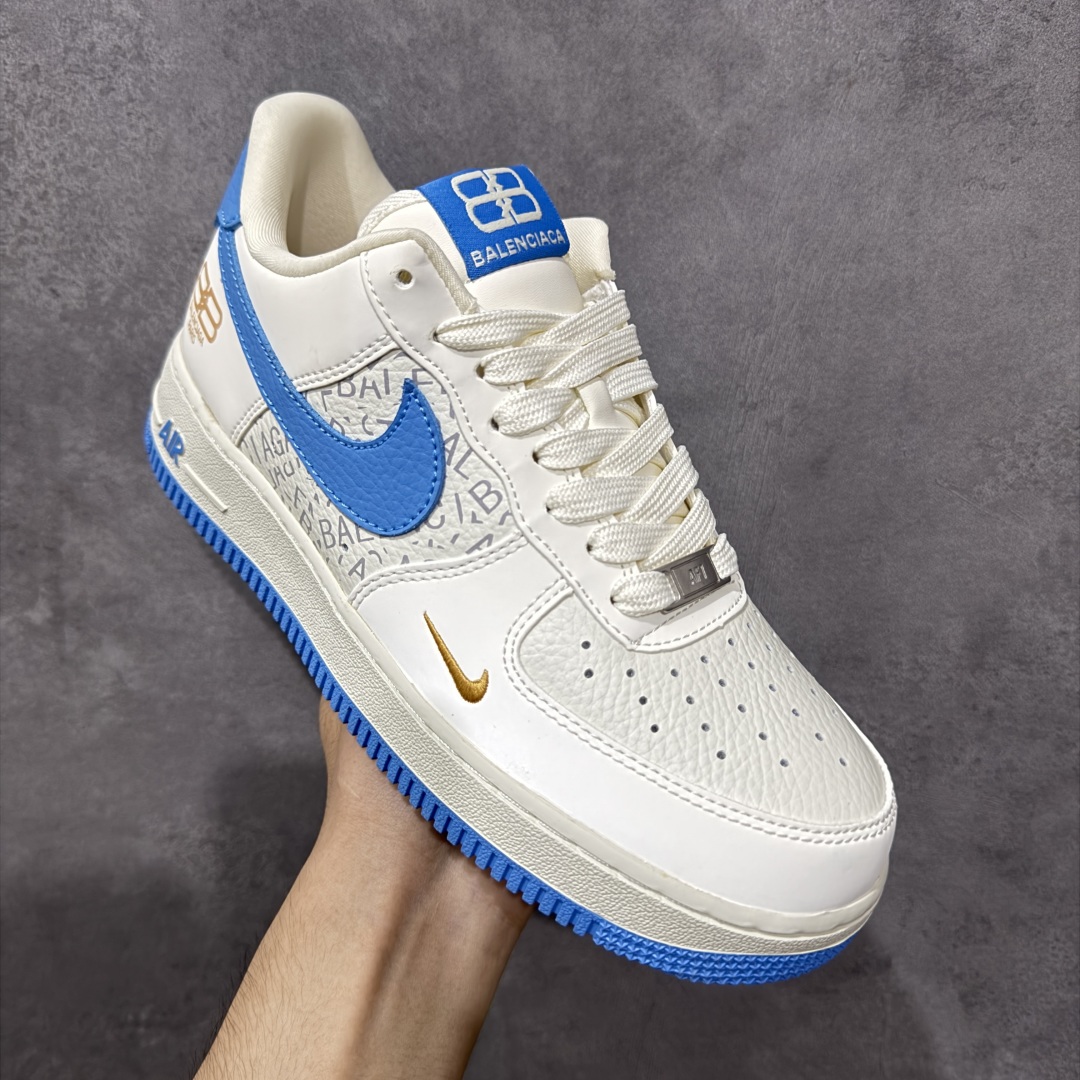 【纯原】Nike Air Force 1'07 Low 巴黎世家联名 白蓝金 空军一号低帮休闲板鞋 YF