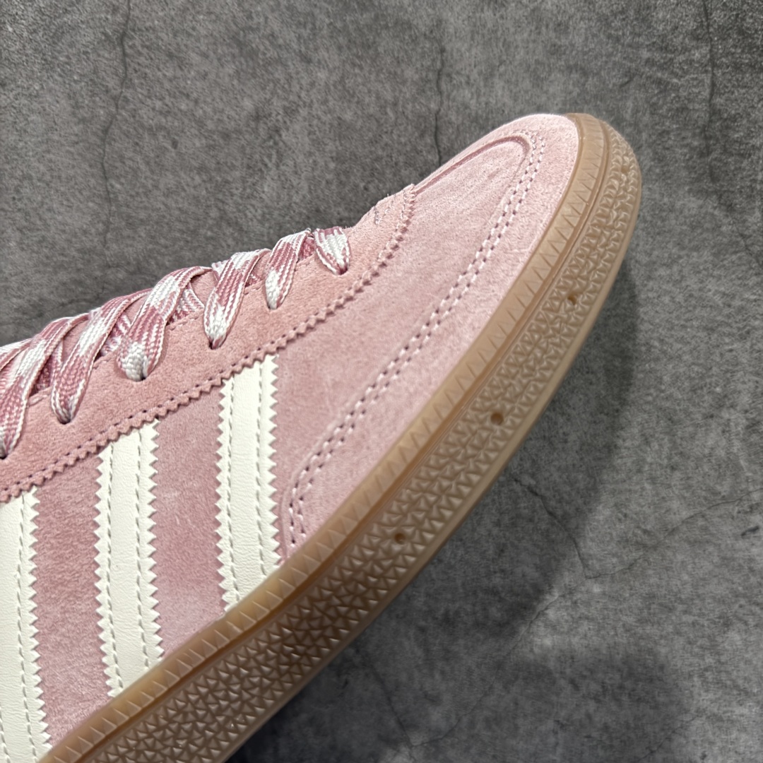 【纯原】Adidas Handball Spezial 阿迪达斯经典款牛皮复古休闲板鞋 粉白生胶 KJ6