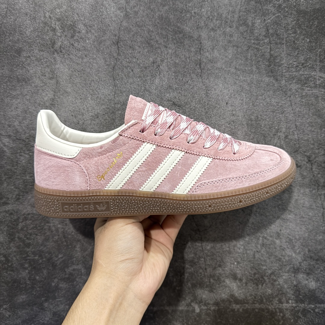 【纯原】Adidas Handball Spezial 阿迪达斯经典款牛皮复古休闲板鞋 粉白生胶 KJ6