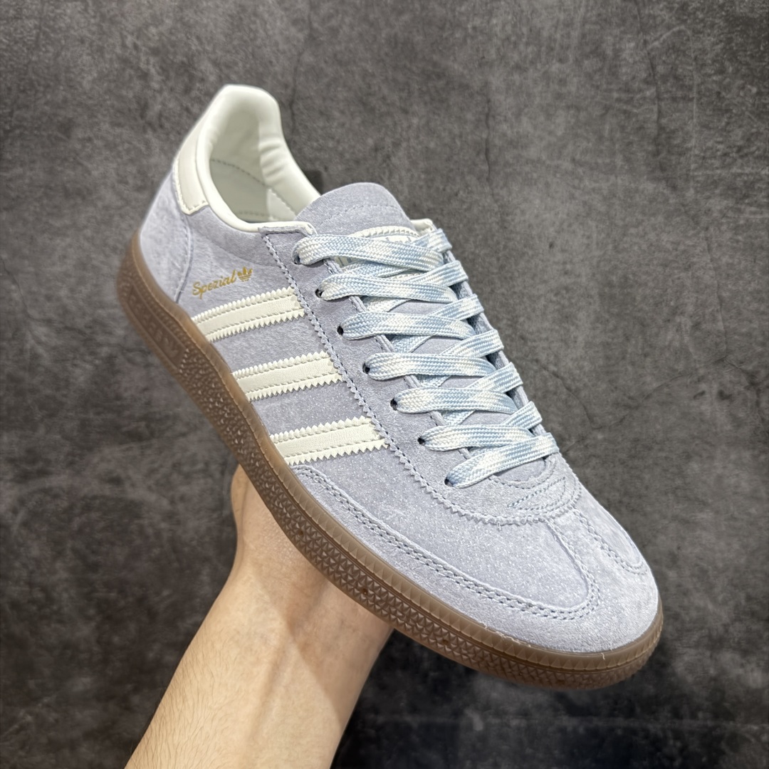 【纯原】Adidas Handball Spezial 阿迪达斯经典款牛皮复古休闲板鞋 蓝白生胶 KI5
