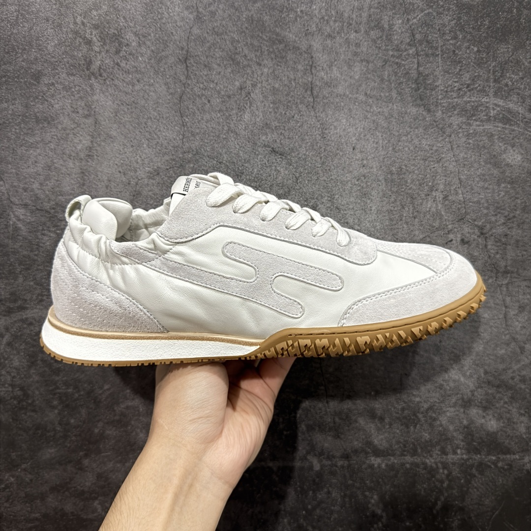 【纯原】HERMES爱马仕 Jet 皮革 圆头系带 德训鞋 低帮 生活休闲鞋白皮生胶佛山知名大厂出品 情