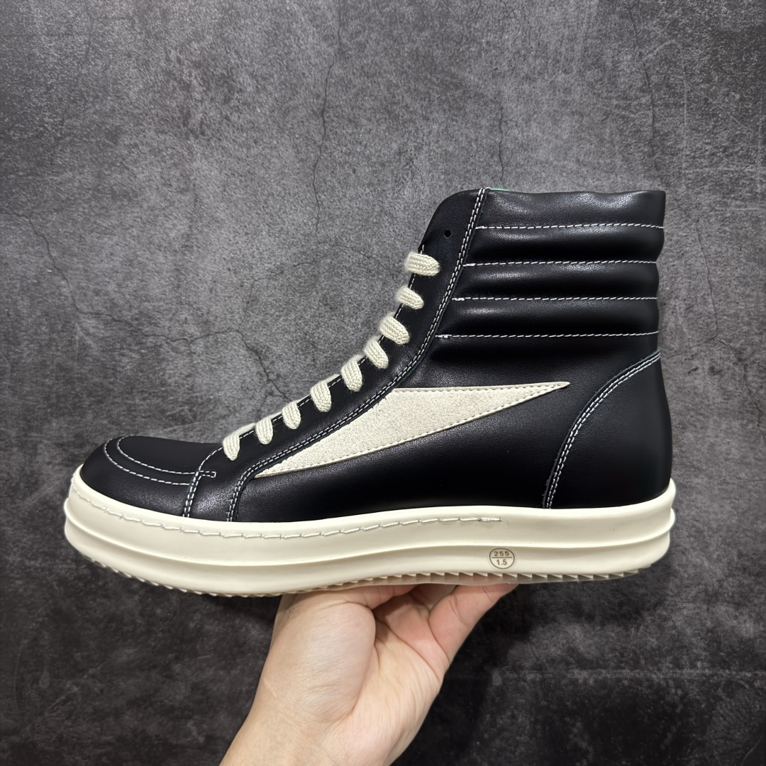 480 莞顶渠道 瑞克 欧文斯Rick owens 主线 经典西瓜头 RO低帮鹤黑色皮面高帮