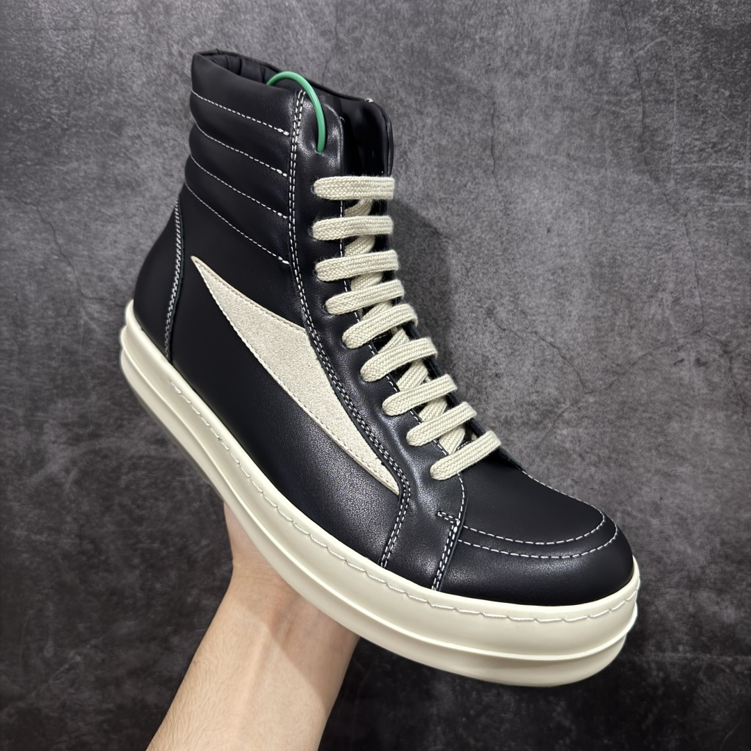 480 莞顶渠道 瑞克 欧文斯Rick owens 主线 经典西瓜头 RO低帮鹤黑色皮面高帮