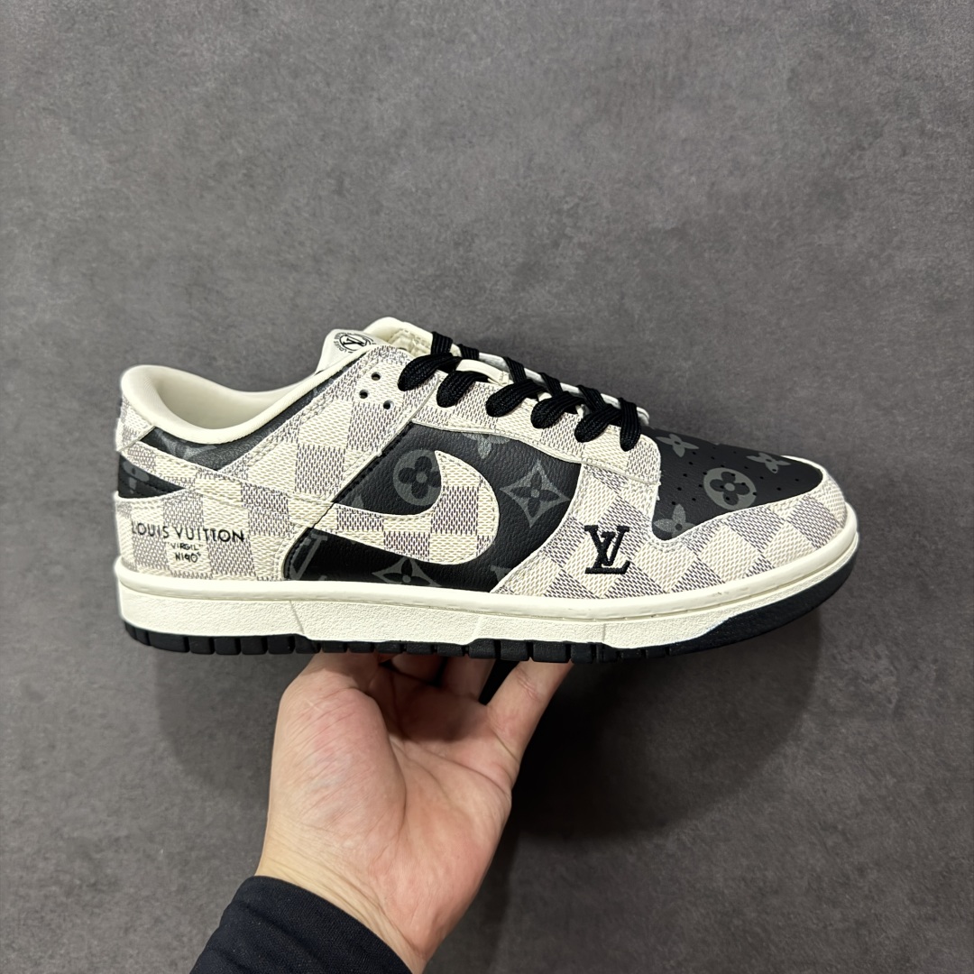【纯原】Nike SB Dunk Low“LV联名——格纹雾灰” 高端定制 低帮休闲板鞋 定制鞋盒 大厂