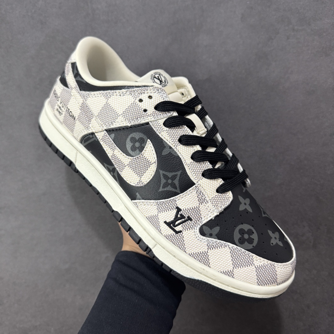 【纯原】Nike SB Dunk Low“LV联名——格纹雾灰” 高端定制 低帮休闲板鞋 定制鞋盒 大厂