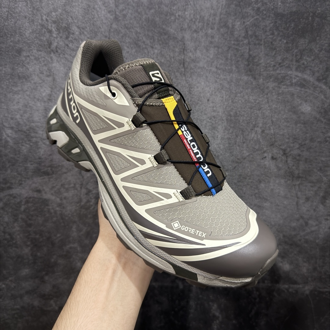 【巅峰防水版】 Salomon XT-6 Gore-Tex防水款萨洛蒙复古潮流户外机能登山跑鞋 浅棕色