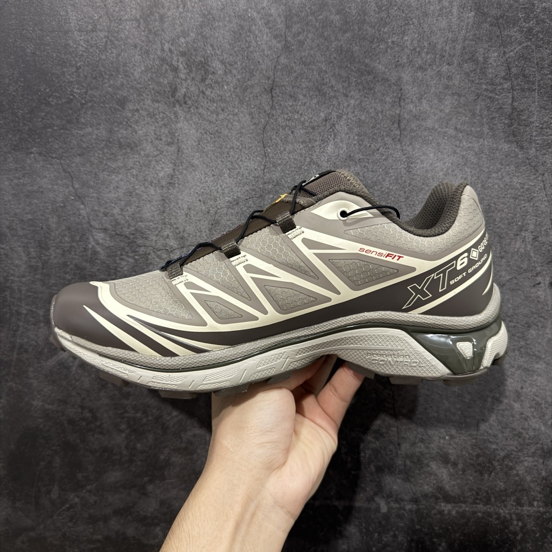 【巅峰防水版】 Salomon XT-6 Gore-Tex防水款萨洛蒙复古潮流户外机能登山跑鞋 浅棕色