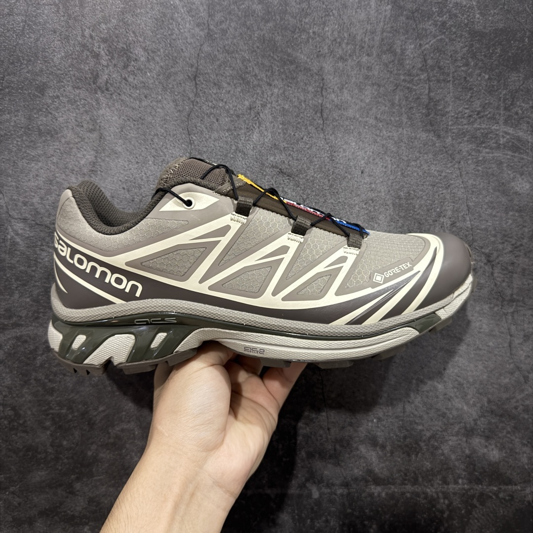 【巅峰防水版】 Salomon XT-6 Gore-Tex防水款萨洛蒙复古潮流户外机能登山跑鞋 浅棕色