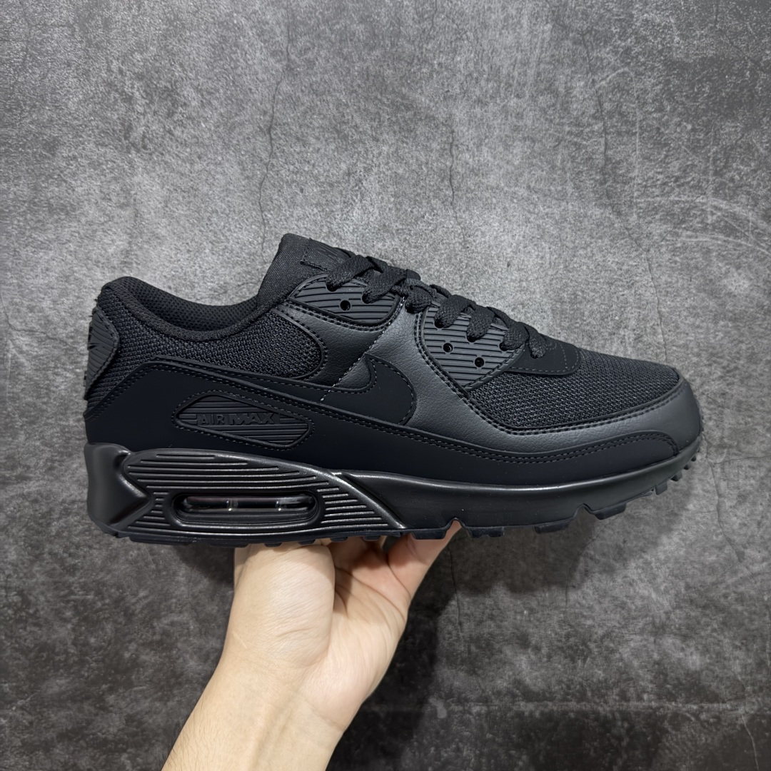 【纯原】Nike Air Max 90 舒适 复古 合成革减震防滑透气 低帮 休闲跑步鞋 黑色 CN84