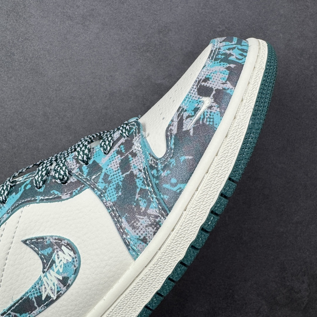 【纯原】Stussy x Air Jordan 1 Low 斯图西 x AJ1 低帮 绿白色 AJ1 乔