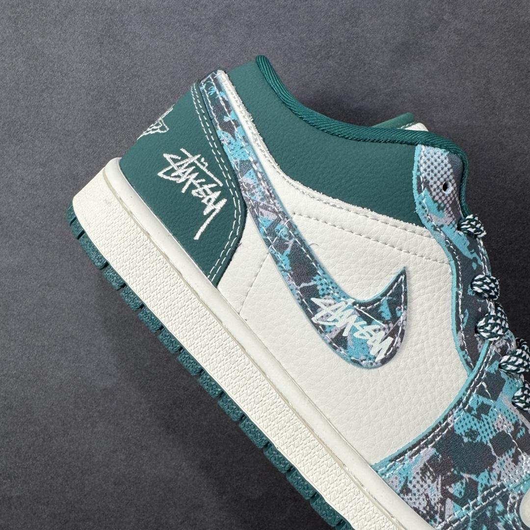 【纯原】Stussy x Air Jordan 1 Low 斯图西 x AJ1 低帮 绿白色 AJ1 乔