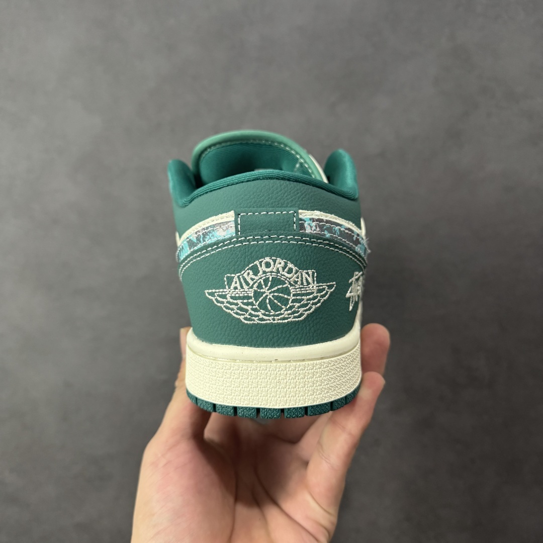 【纯原】Stussy x Air Jordan 1 Low 斯图西 x AJ1 低帮 绿白色 AJ1 乔