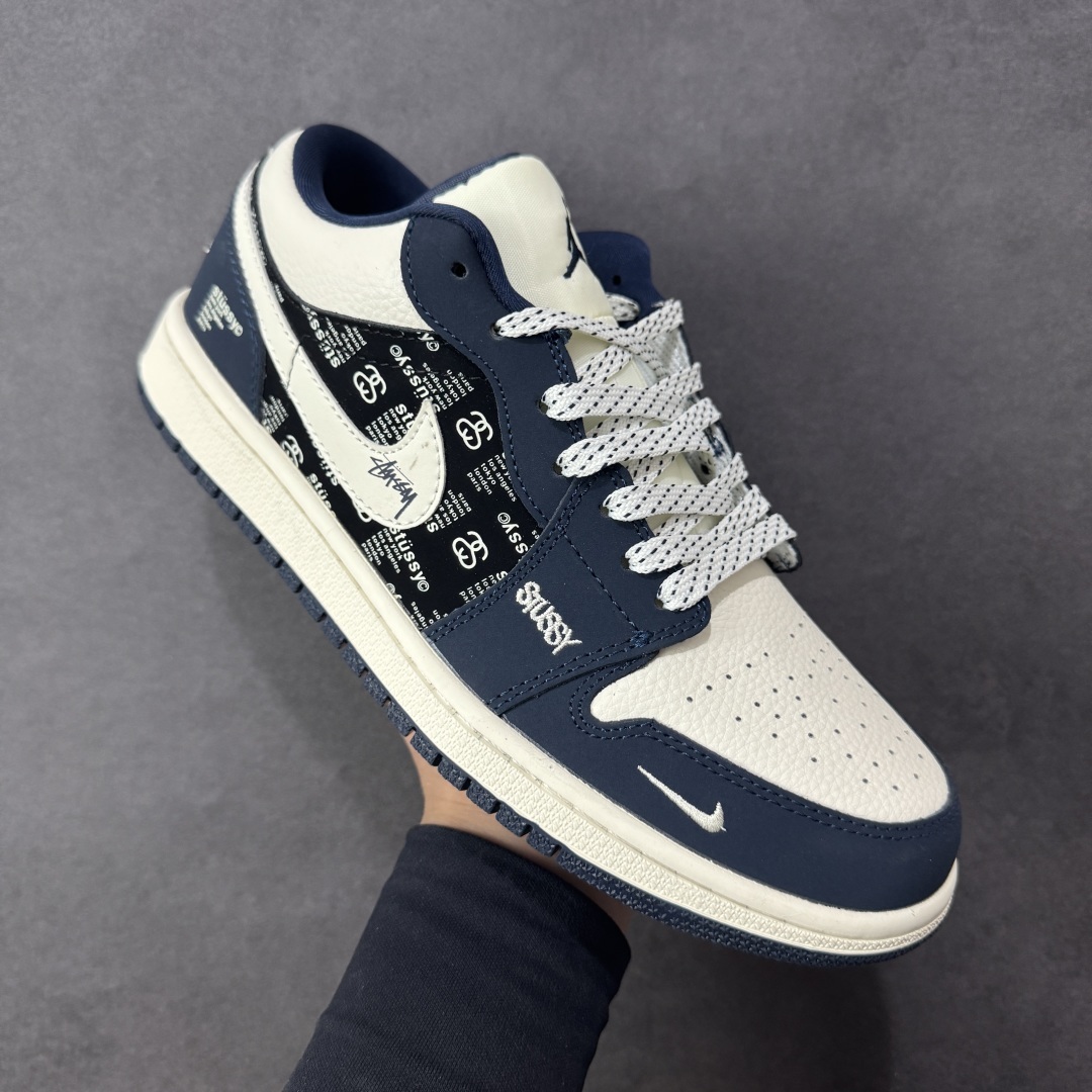 【纯原】Stussy x Air Jordan 1 Low 斯图西 x AJ1 低帮 蓝白黑 AJ1 乔