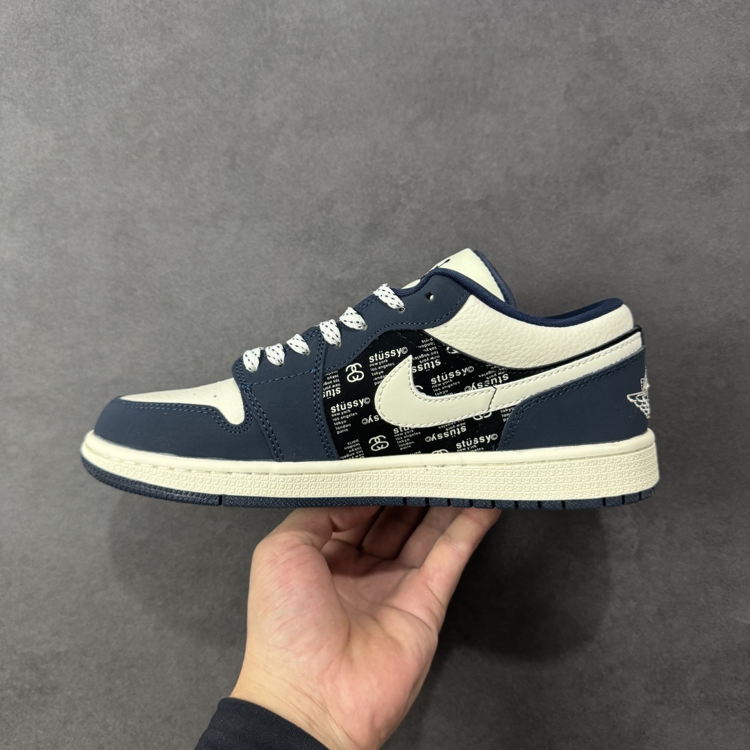 【纯原】Stussy x Air Jordan 1 Low 斯图西 x AJ1 低帮 蓝白黑 AJ1 乔