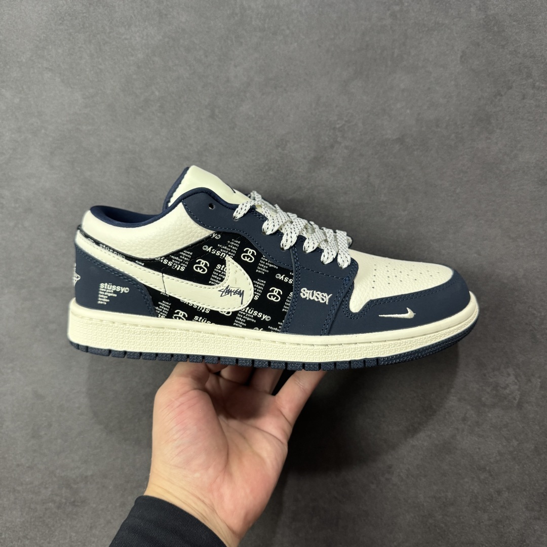 【纯原】Stussy x Air Jordan 1 Low 斯图西 x AJ1 低帮 蓝白黑 AJ1 乔