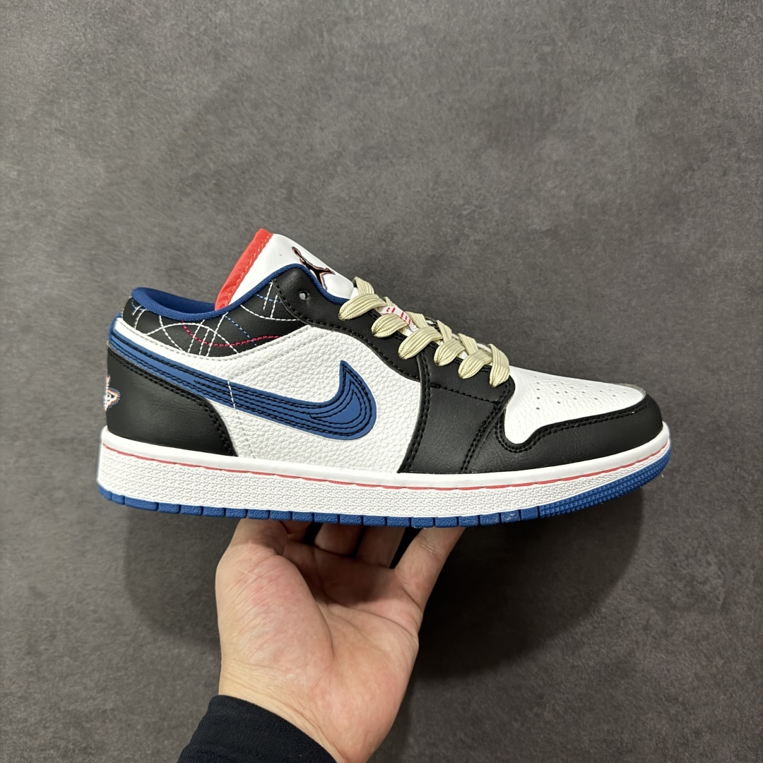 【纯原】Air Jordan 1 Low 低帮 黑蓝刺子绣 AJ1 乔丹1代 aj1 乔1 低邦 白黑蓝