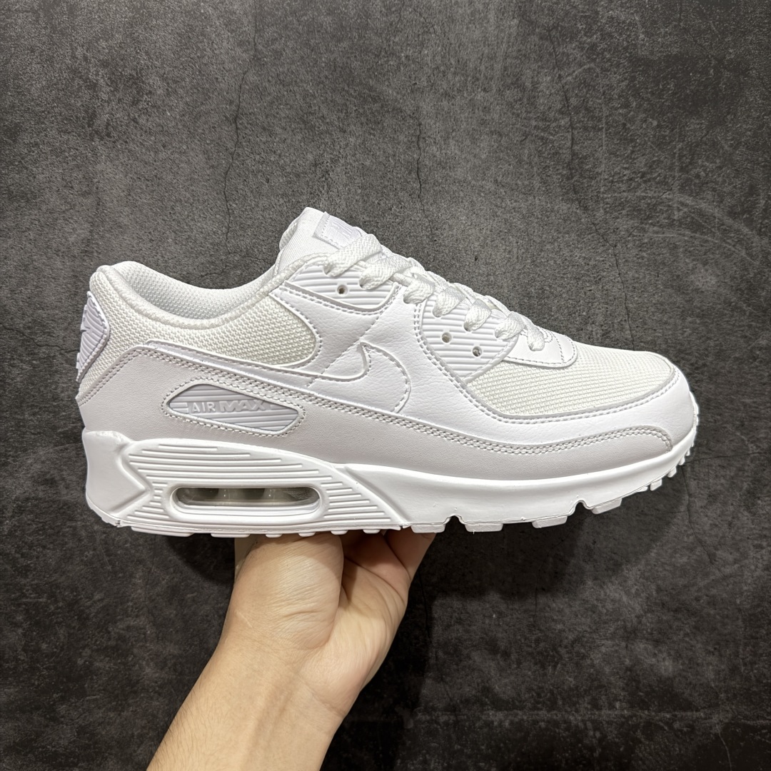 【纯原】Nike Air Max 90 舒适 复古 合成革减震防滑透气 低帮 休闲跑步鞋 纯白色 CN8
