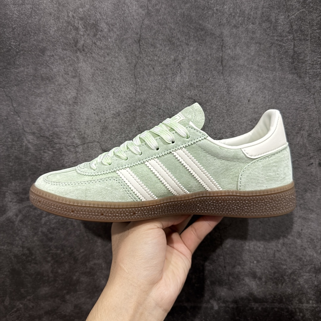 【纯原】Adidas Handball Spezial 阿迪达斯经典款牛皮复古休闲板鞋 绿白生胶 KI5