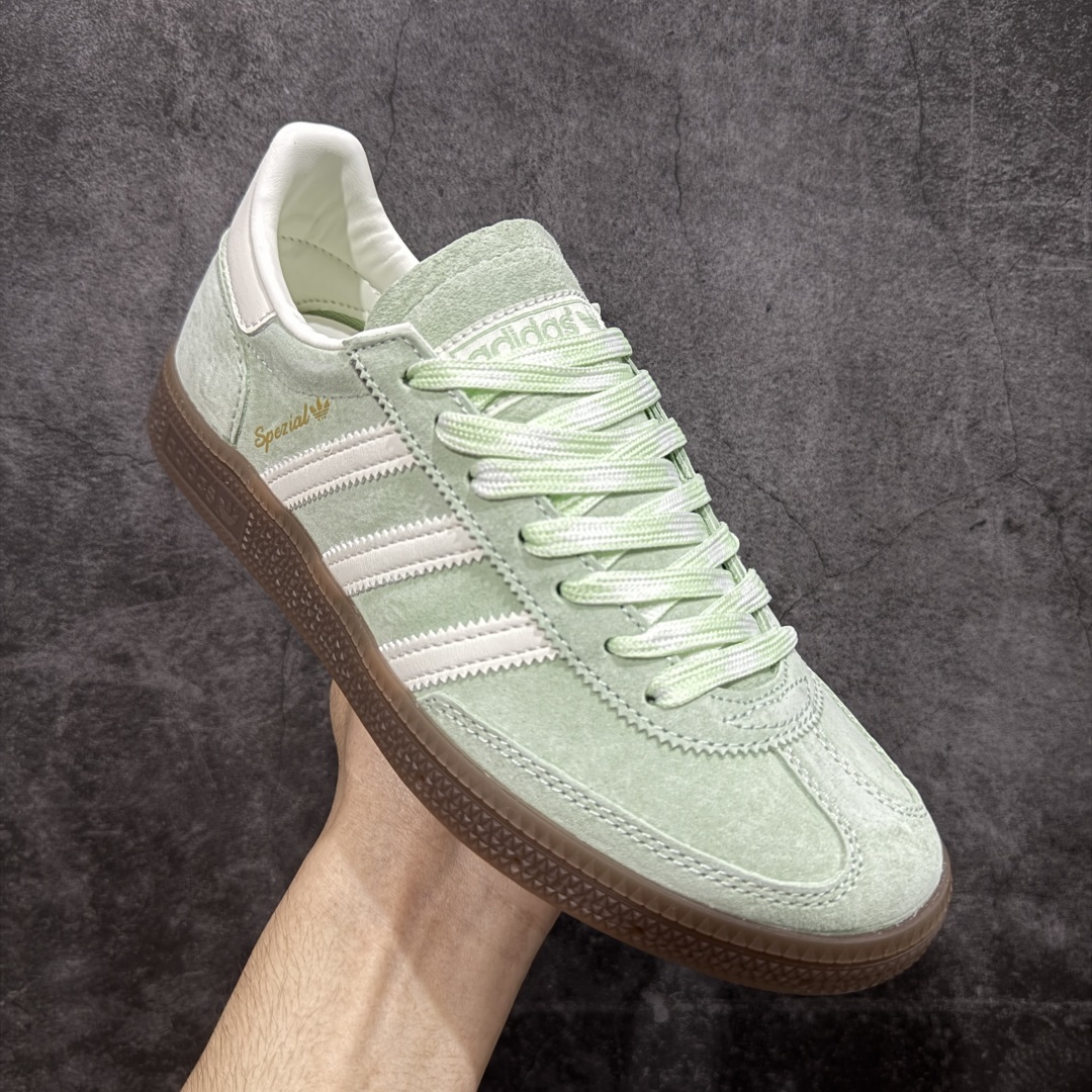 【纯原】Adidas Handball Spezial 阿迪达斯经典款牛皮复古休闲板鞋 绿白生胶 KI5