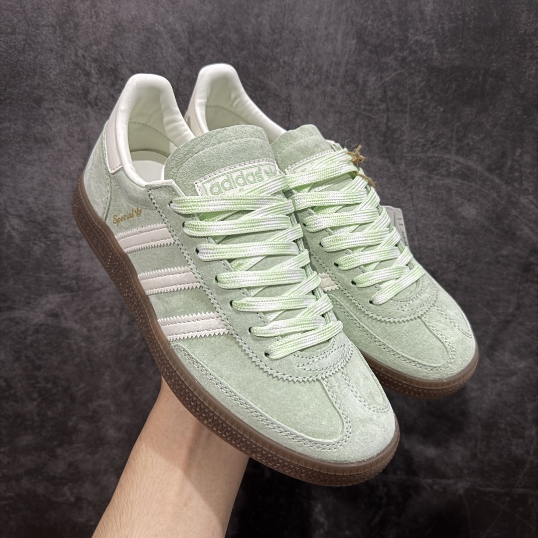 【纯原】Adidas Handball Spezial 阿迪达斯经典款牛皮复古休闲板鞋 绿白生胶 KI5