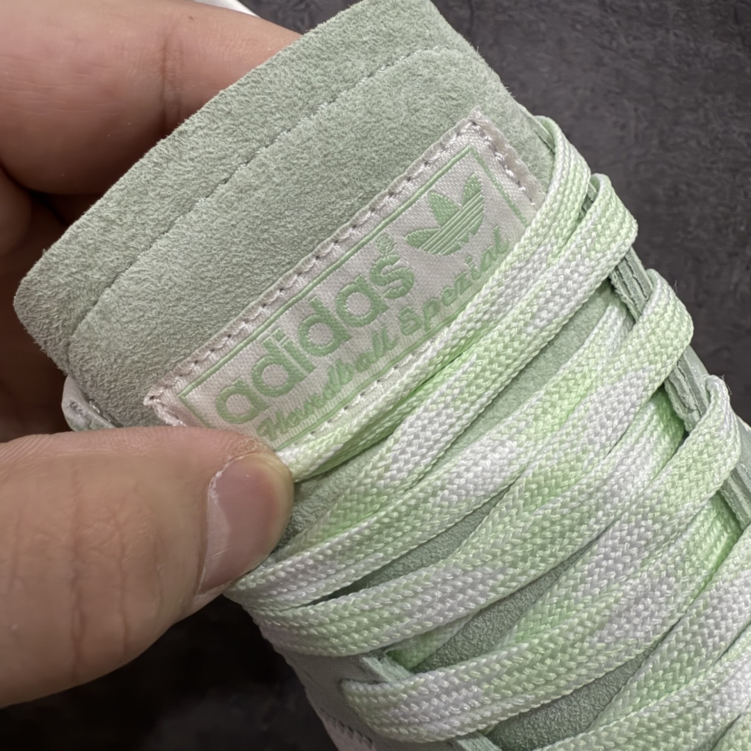 【纯原】Adidas Handball Spezial 阿迪达斯经典款牛皮复古休闲板鞋 绿白生胶 KI5