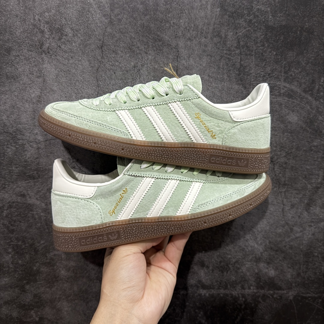 【纯原】Adidas Handball Spezial 阿迪达斯经典款牛皮复古休闲板鞋 绿白生胶 KI5