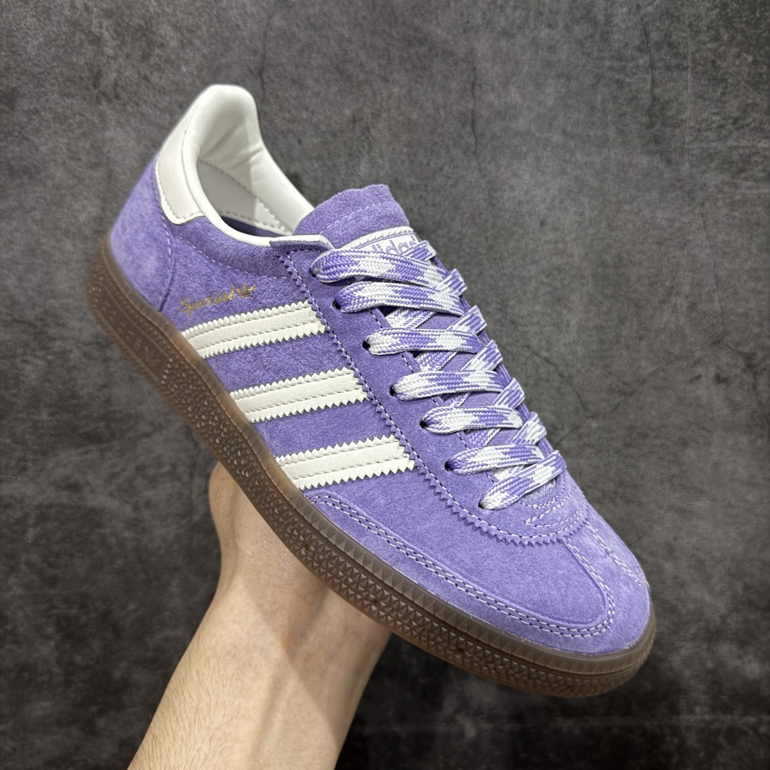 【纯原】Adidas Handball Spezial 阿迪达斯经典款牛皮复古休闲板鞋 紫白生胶 KI5