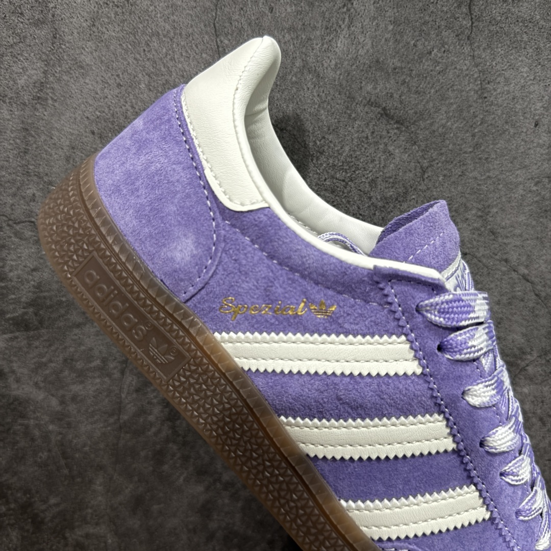 【纯原】Adidas Handball Spezial 阿迪达斯经典款牛皮复古休闲板鞋 紫白生胶 KI5