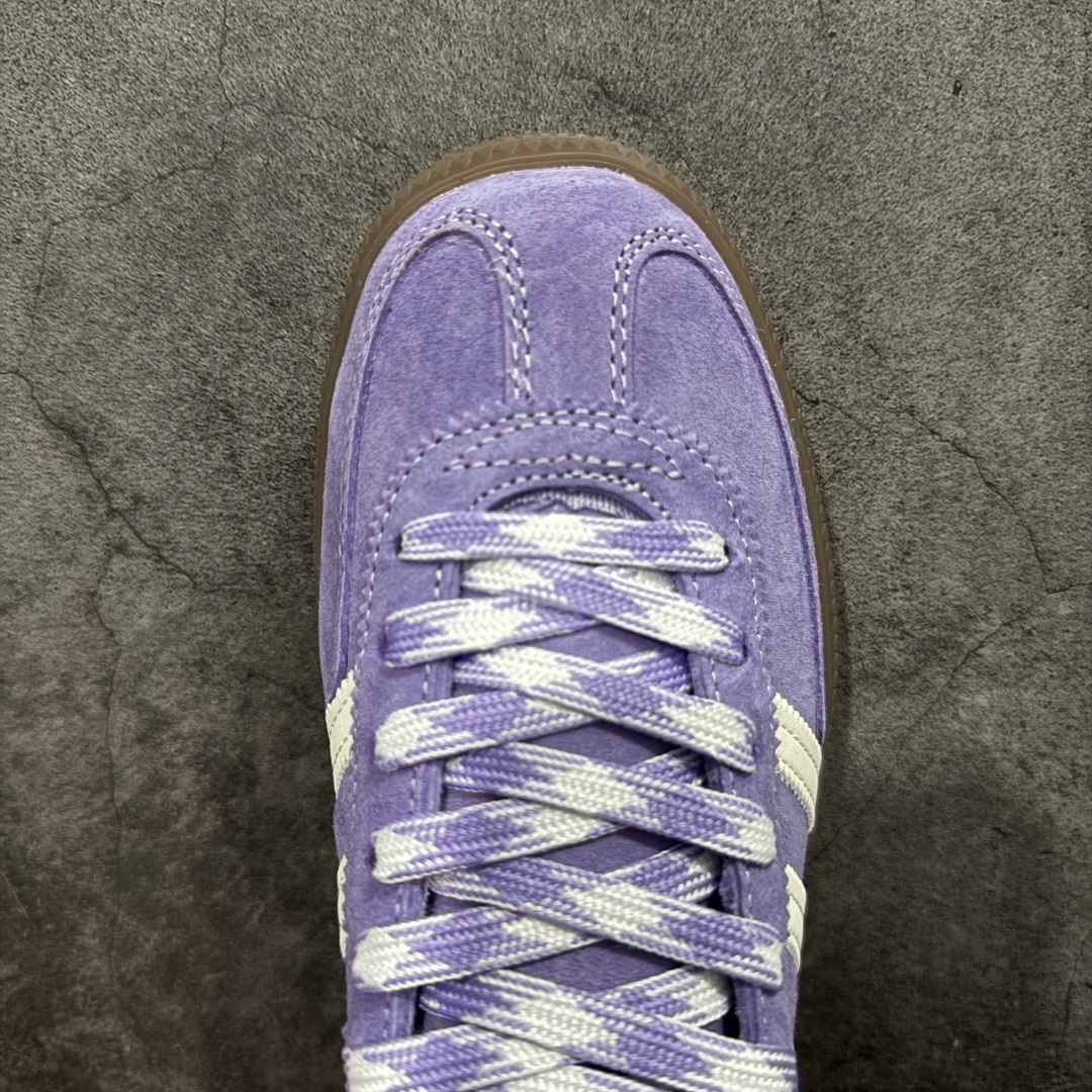 【纯原】Adidas Handball Spezial 阿迪达斯经典款牛皮复古休闲板鞋 紫白生胶 KI5